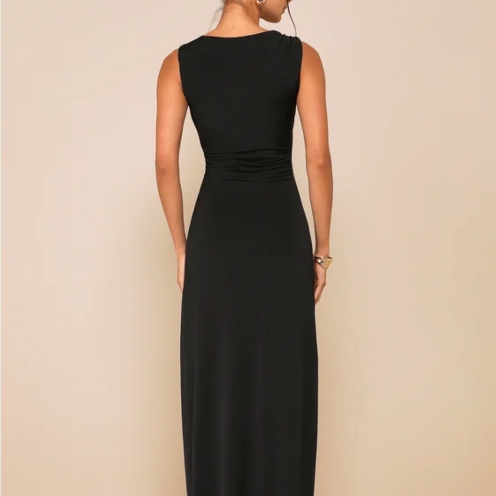 Lulus Significant Allure Black Slinky Knit Ruched Maxi Dress - Picture 2 of 3